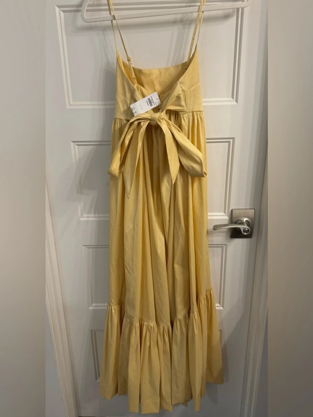 NWT Abercrombie & Fitch Drama Bow-Back Taffeta Maxi Dress- Yellow Medium Pet.